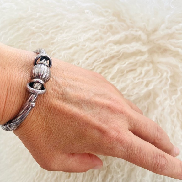 925 silver vintage bracelet Italian provenance. silver cuff - Picture 4 of 8